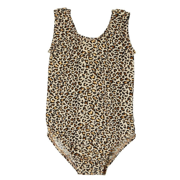 Little Girls Tan Leopard Spot Cotton Spandex Gym Dance Leotard 0-7 - SophiasStyle.com